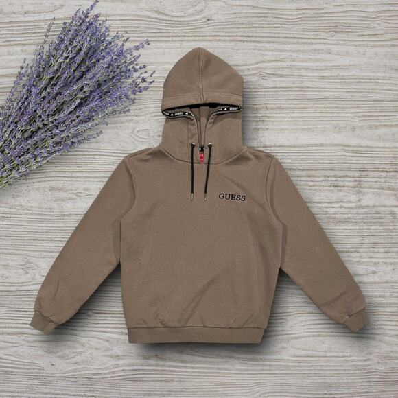★ GUESS Los Angeles Chest Logo Light Brown Embroidered Hoodie ★ - Picture 8 of 8
